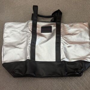 Victoria's Secret Metallic Silver and Black Tote